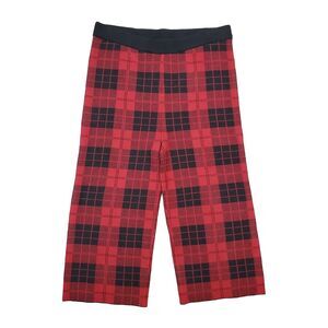 Eloquii Plaid Knit Pants Red Black 14 / 16 Wide leg Holiday Preppy Academia